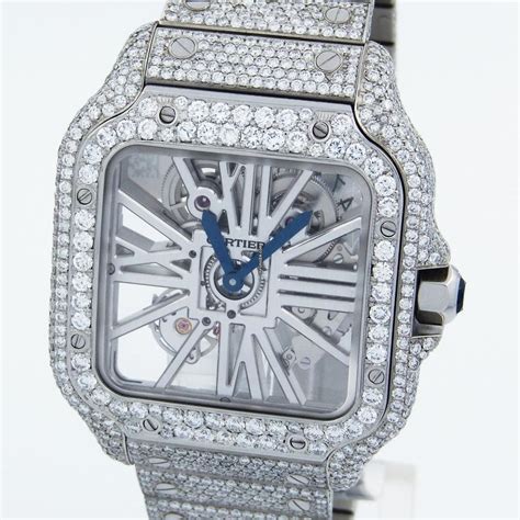 cartier skeleton iced out|cartier skeleton watch diamond.